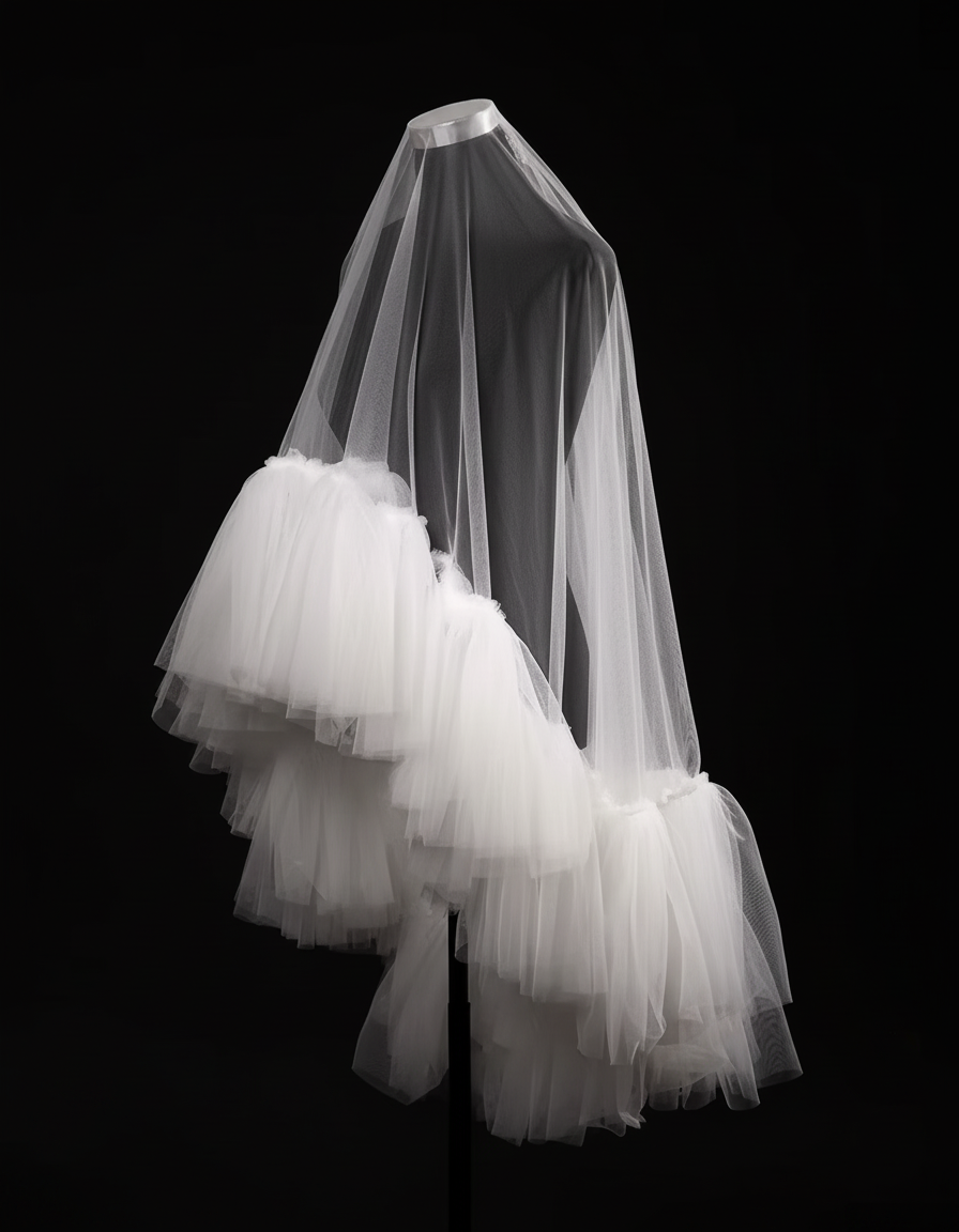 The Aria veil — white veil on a mannequin