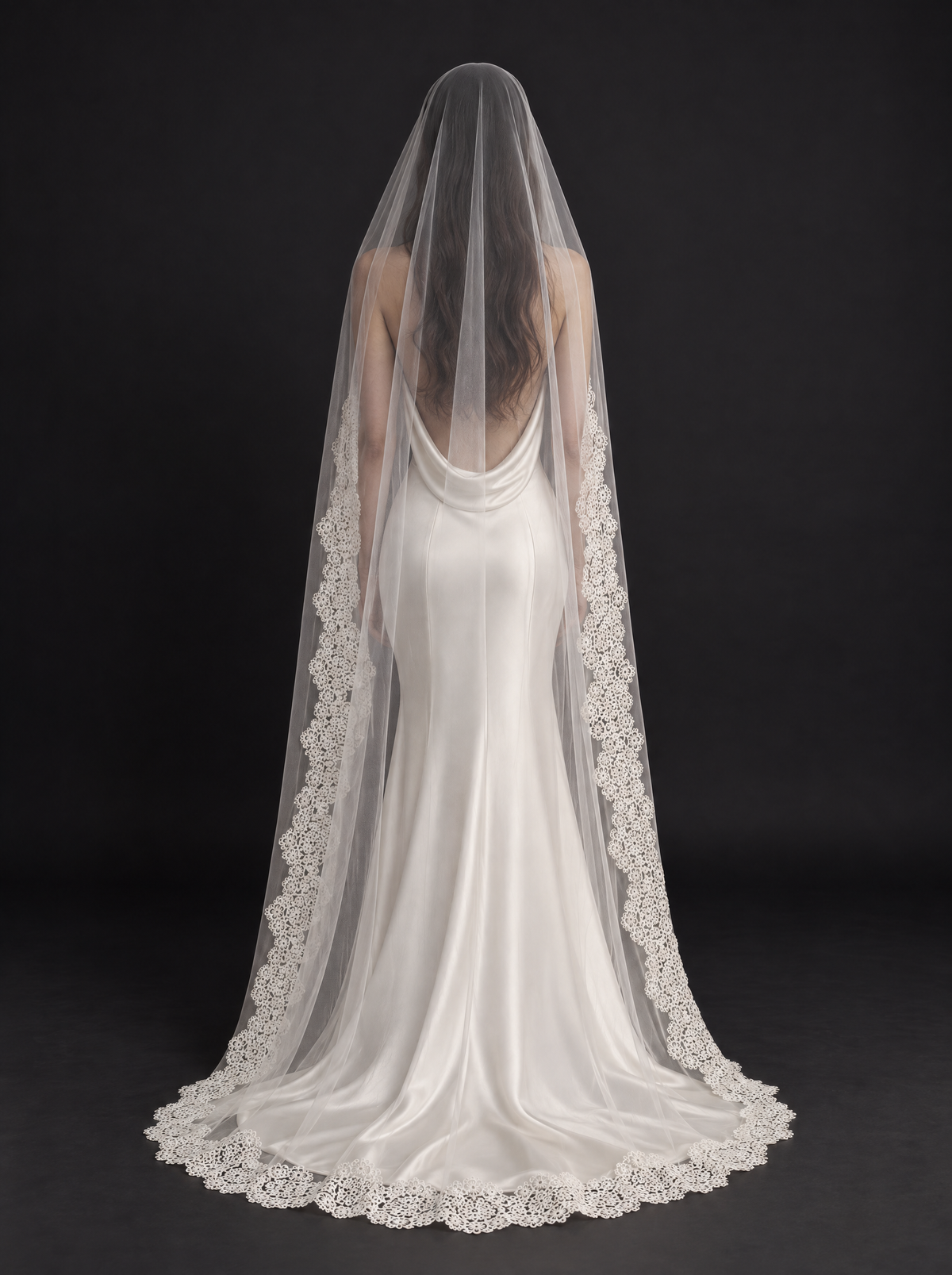 The Seraphina veil — back view showing the full length