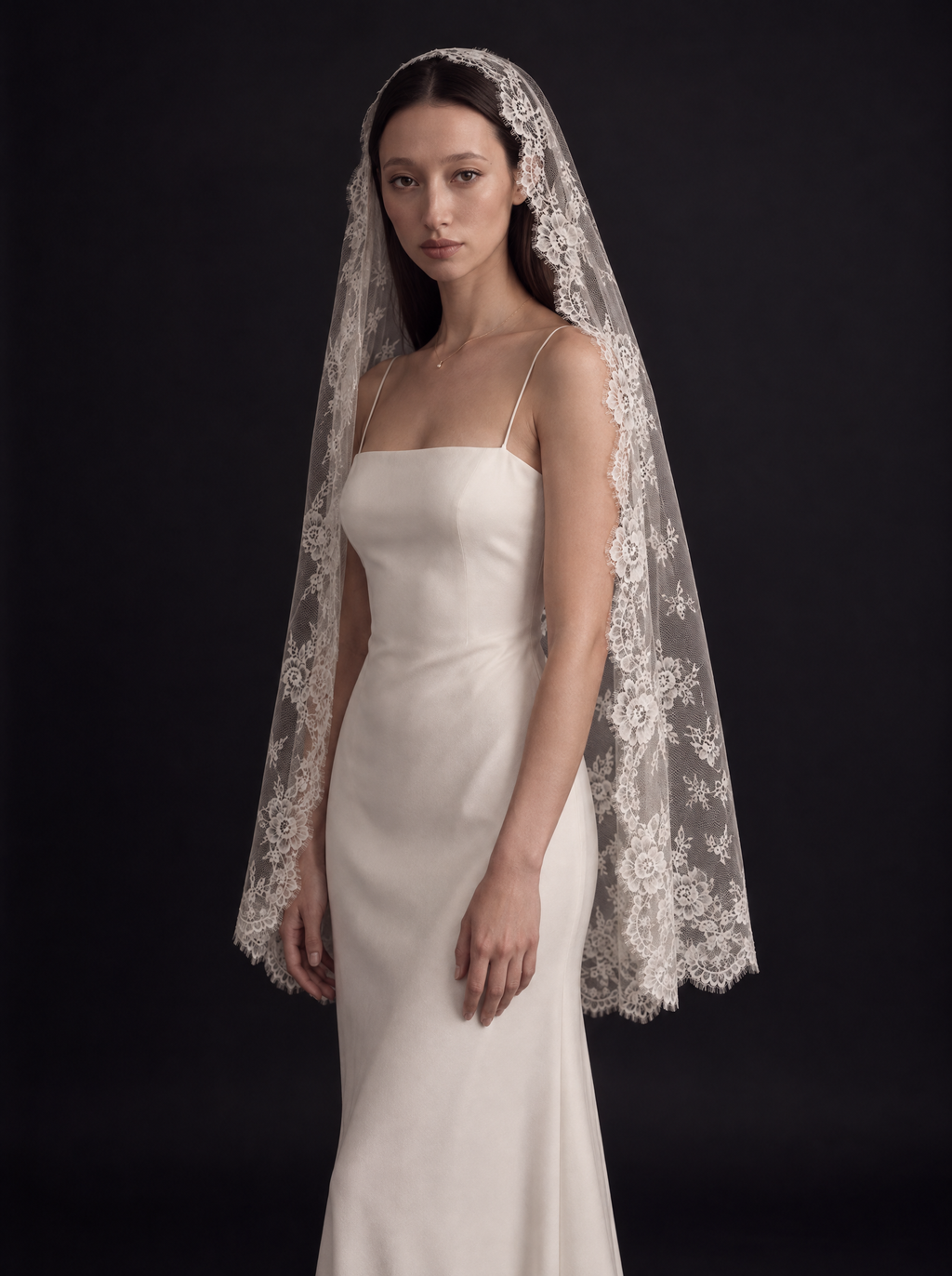 The Ysabel veil — front view framing the face