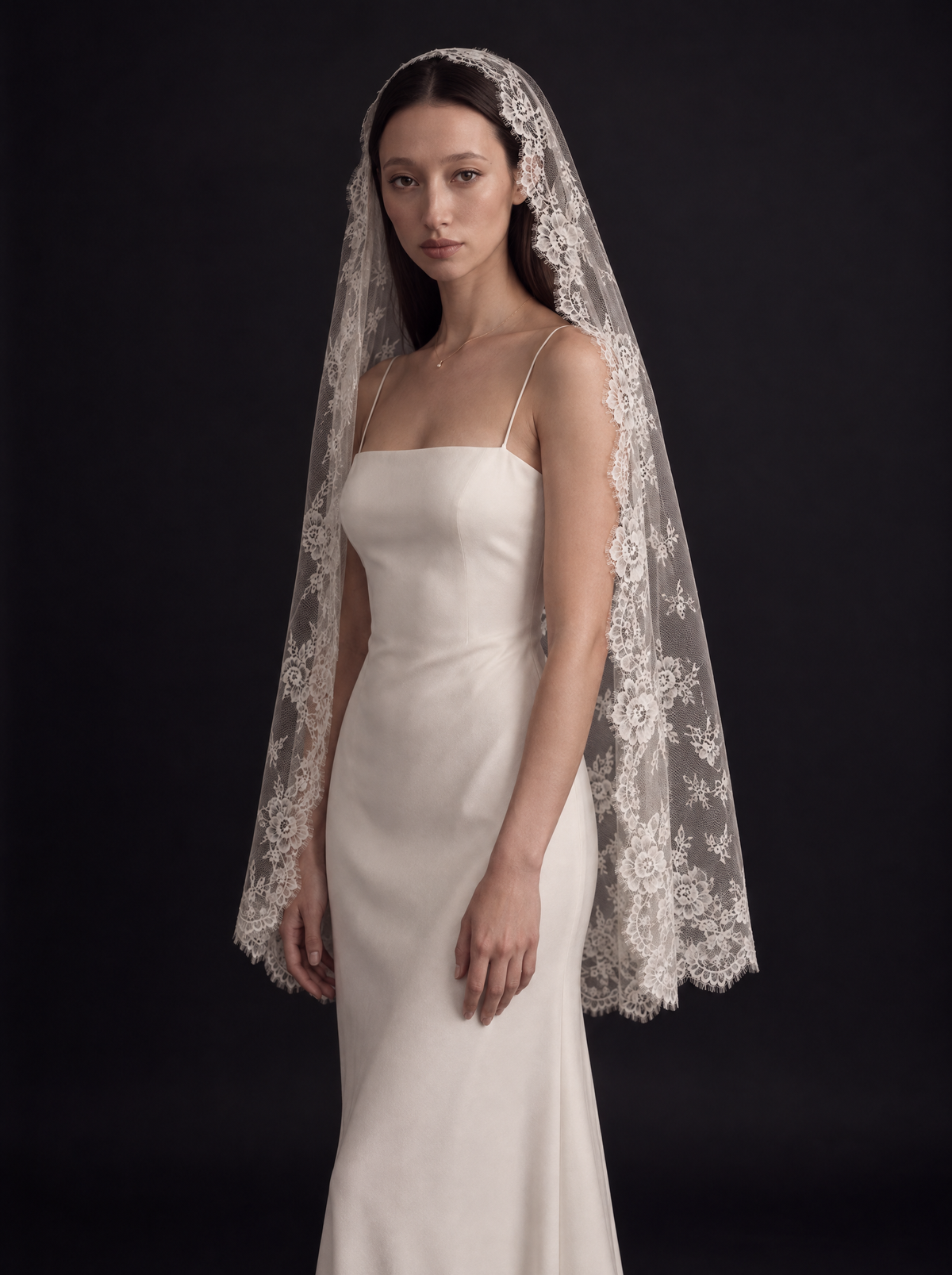 The Ysabel veil — front view framing the face