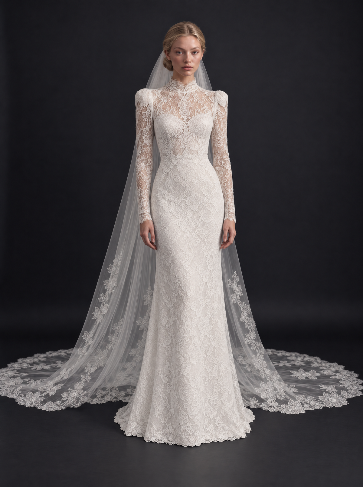 The Marguerite veil — full-length front view