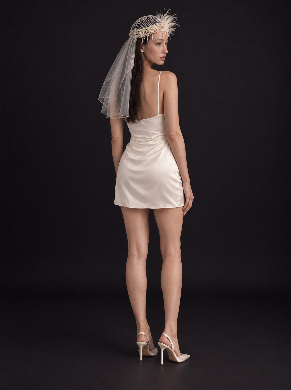 The Isolde veil — back view of the shoulder veil